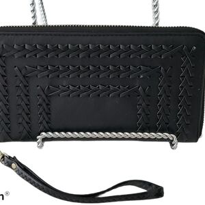 Sasha Sofi Black Faux Leather Wristlet